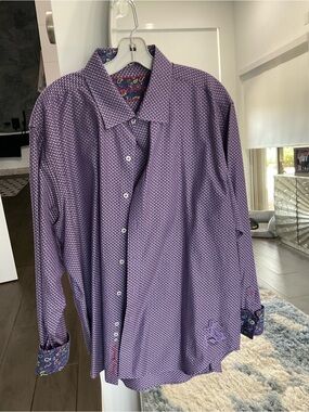 Classic Purple Micro-Pattern Long-Sleeve Button-Down Shirt